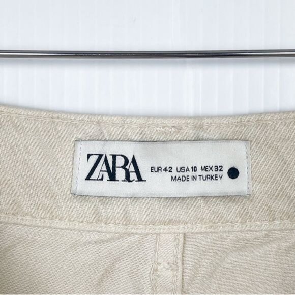 Zara The 90s Full Length ivory Jeans 10 - Picture 5 of 5